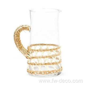 clear glass pitcher set with handle